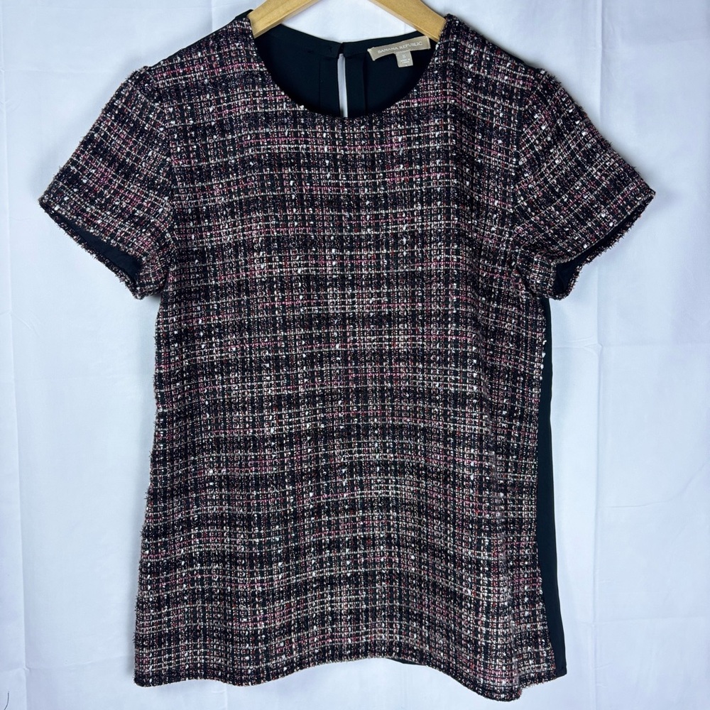 Banana Republic Black and Pink Tweed Blouse